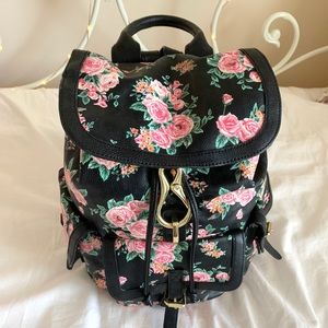 Black with flower print backpack